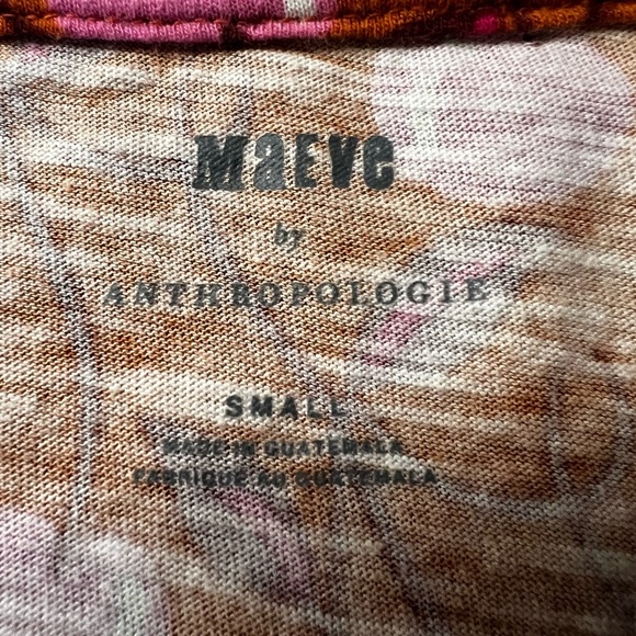 Maeve By Anthropologie Orange and Pink Cherry Print Long Sleeve Top Size Small - Picture 2 of 9